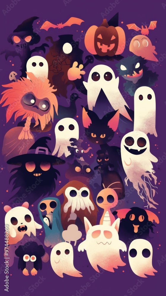 pooky Funny Ghosts for Groovy Halloween Stickers pooky Funny Ghosts for Groovy Halloween Stickers