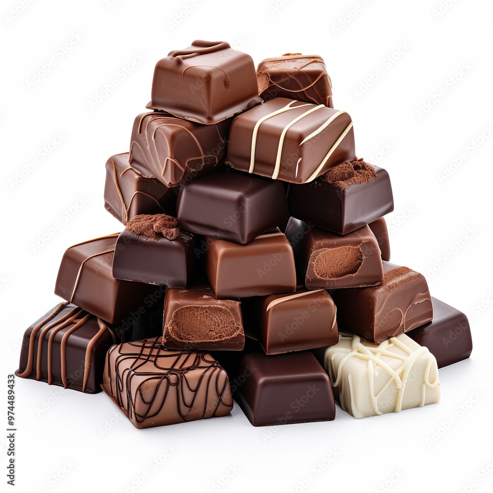 Chocolate candies on white background Chocolate candies on white background