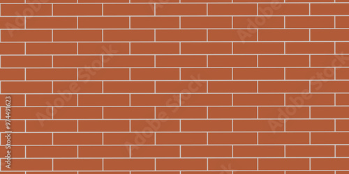 Brown or orange brick wallpaper background. Exterior and interior brick wall texture. Vector illustration, Wall with small red tiles, Pattern of real red brick wall. Modern architecture design .