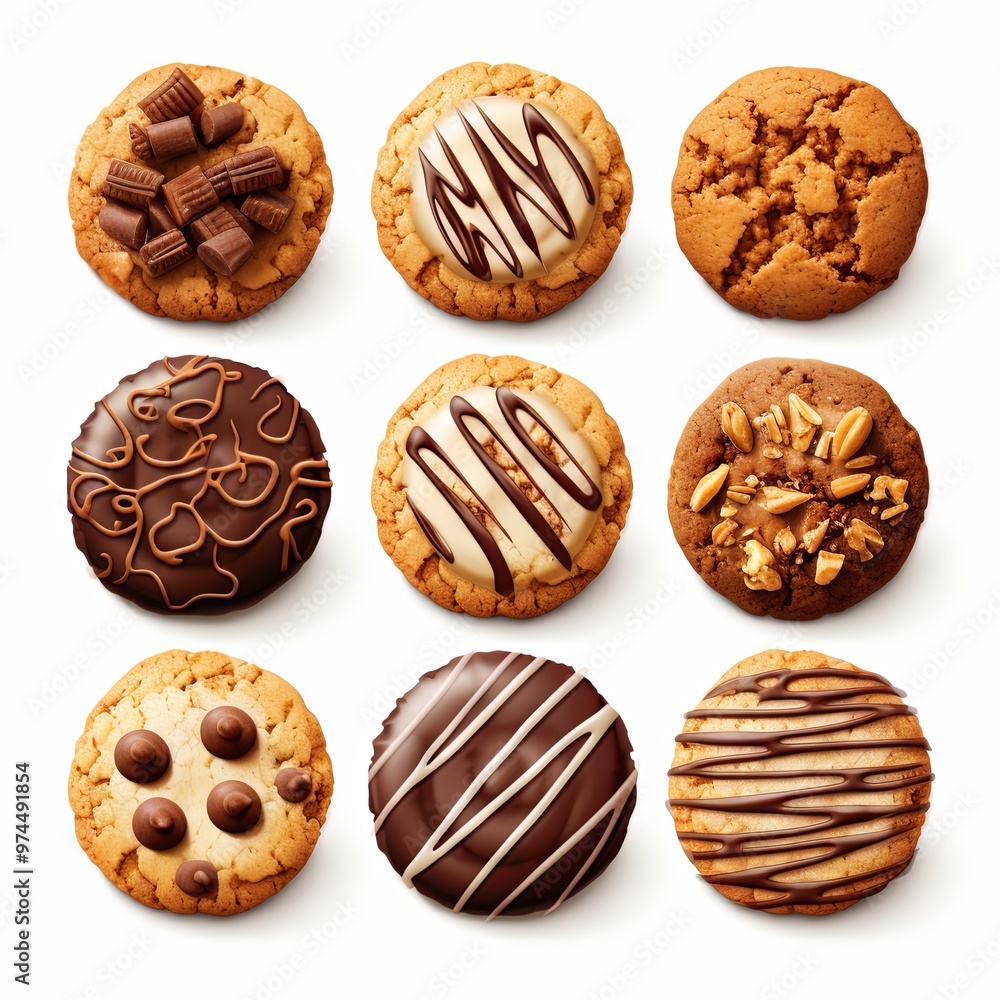 Set of cookies on white background. Set of cookies on white background.