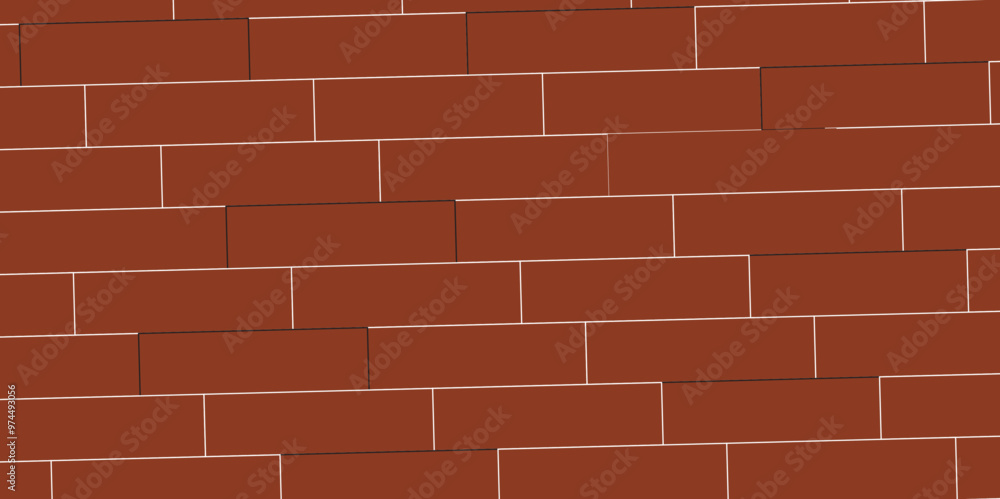 Fototapeta premium Brown or orange brick wallpaper background. Exterior and interior brick wall texture. Vector illustration, Wall with small red tiles, Pattern of real red brick wall. Modern architecture design .