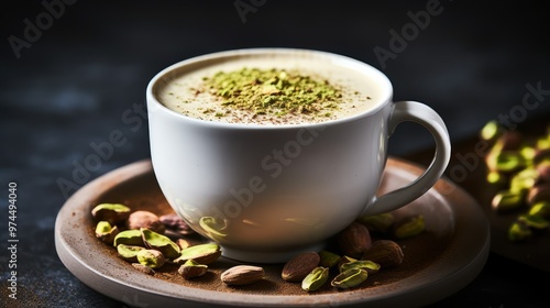 steaming pistachio coffee