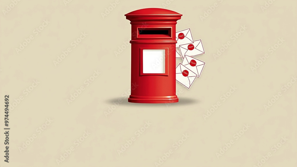 Red post box with letters that says World post day concept template for background banner card poster. world post day concept Red post box with letters that says World post day concept template for background banner card poster. world post day concept