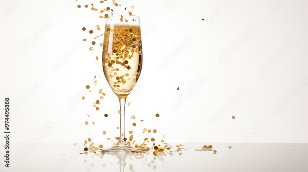 elegant gold confetti white background