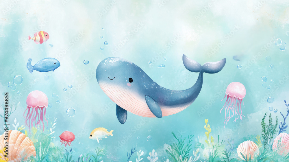 Whale Ocean Illustration. Whale Ocean Illustration.