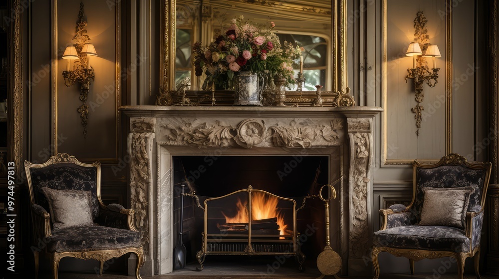 Obraz premium glamour gold leaf frame