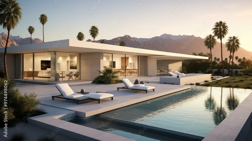 Fototapeta premium sleek palm springs house