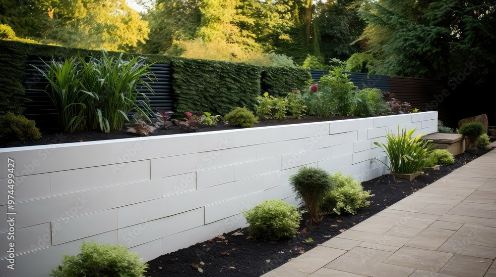 Obraz premium interlocking landscaping retaining wall