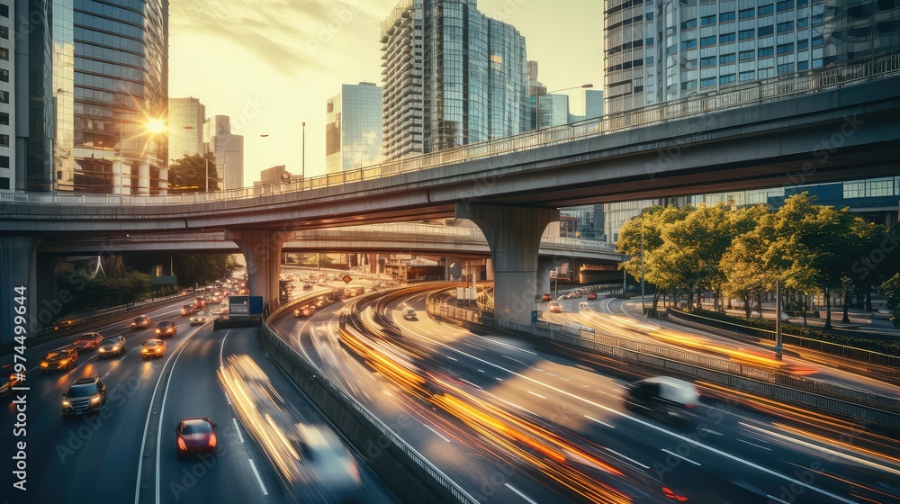 Fototapeta premium buses road bridge