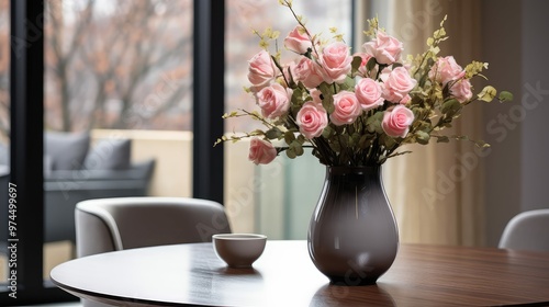 Wallpaper Mural ceramic flower vase on table Torontodigital.ca