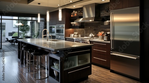 dark modern wood kitchen