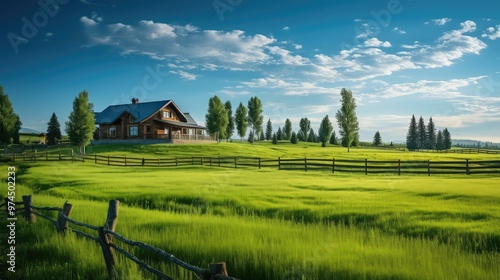 fence house on grass photo