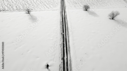 aerial snow road drone