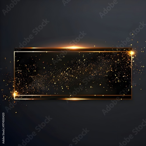 Elegant Golden Frame Border with Sparkling Bokeh on Dark Background