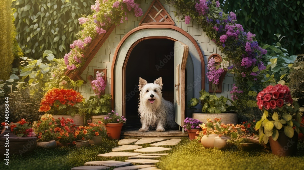 Obraz premium eagerly family dog house