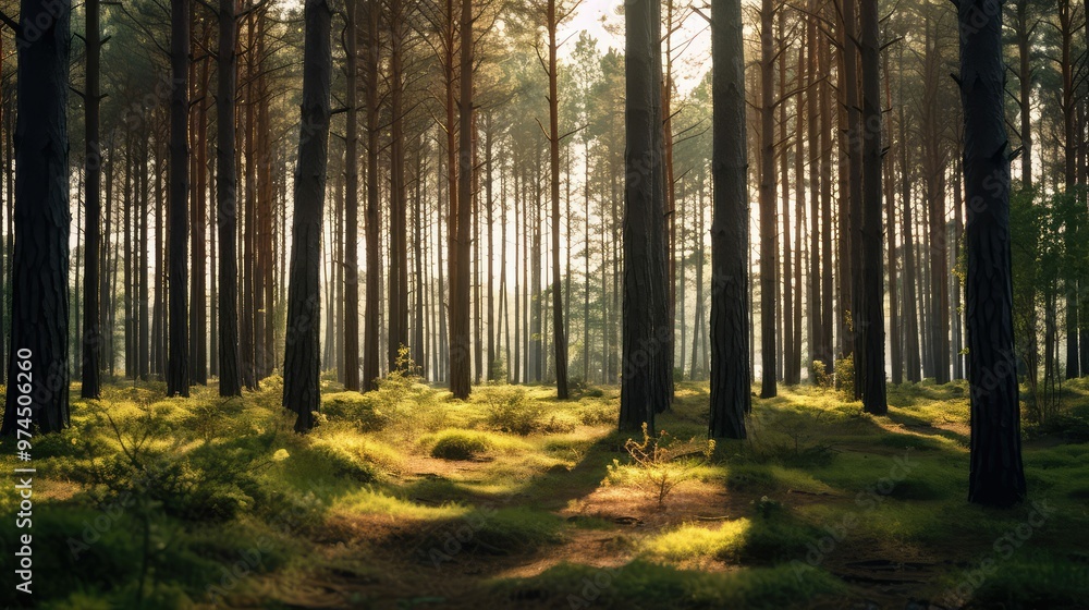 Fototapeta premium branches pine trees above