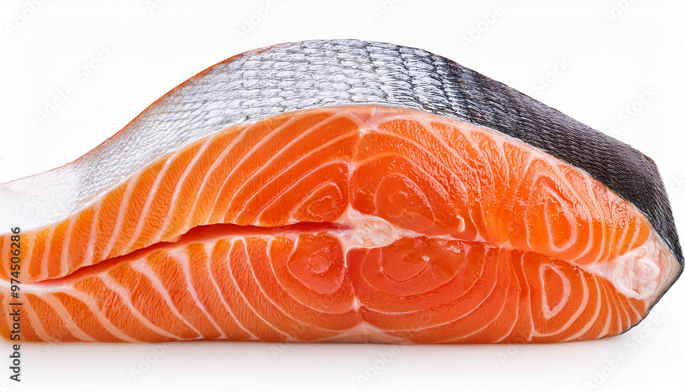 Raw salmon meat isolated on white background Raw salmon meat isolated on white background