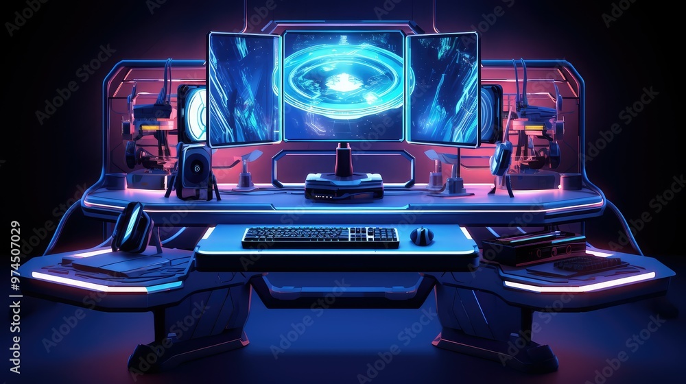 Naklejka premium high computer desk illustration