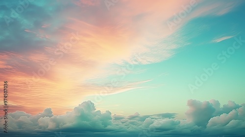 sunclouds blue green background photo