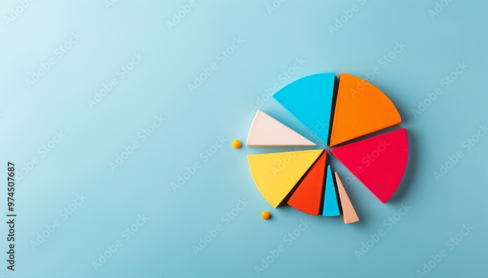 Obraz premium Colorful Pie Chart on Blue Background