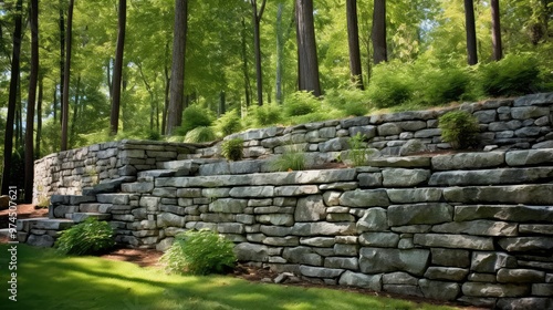 hillside stone retaining walls