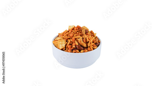 Indian Namkeen In white bowl Without Background