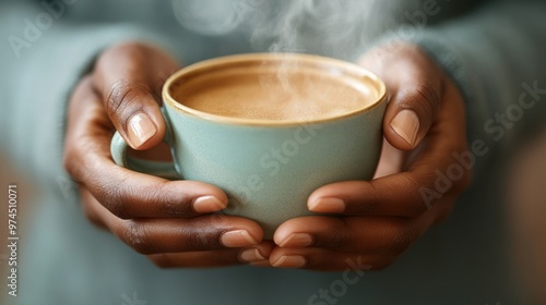 A close-up of a person hands holding a cup of coffee, steam rising, with diverse skin tones visible, symbolizing comfort and shared experiences.