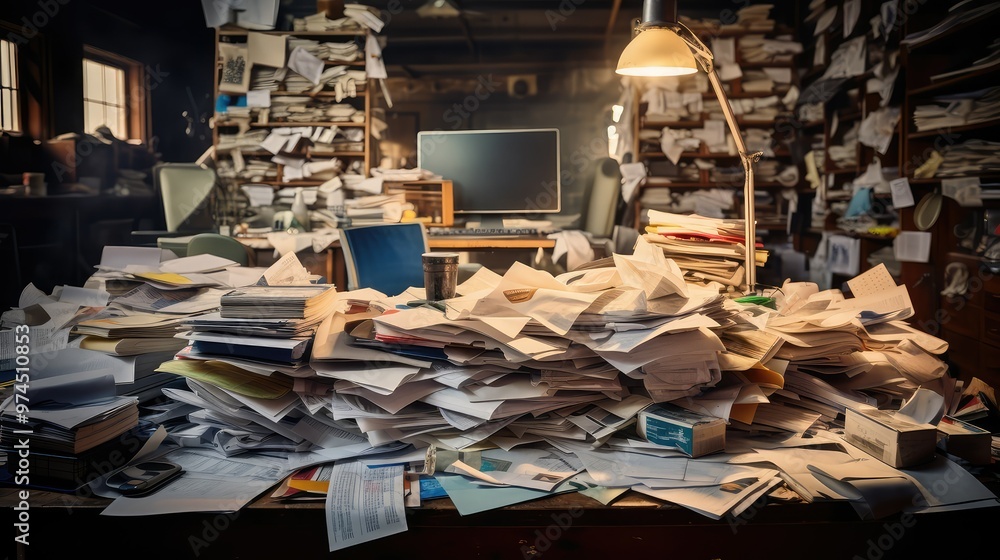 Obraz premium stacks paper desk