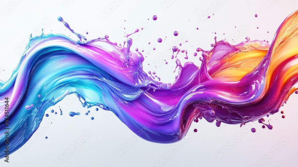 Futuristic 3D liquid splash with a mesmerizing array of aurora colors, set against a clean white backdrop, evoking a sense of dynamic motion Futuristic 3D liquid splash with a mesmerizing array of aurora colors, set against a clean white backdrop, evoking a sense of dynamic motion