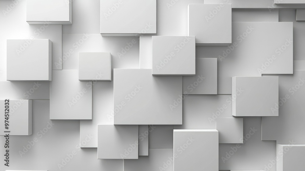 Geometric background featuring 3D white and grey squares with soft drop shadows for a modern effect. Geometric background featuring 3D white and grey squares with soft drop shadows for a modern effect.