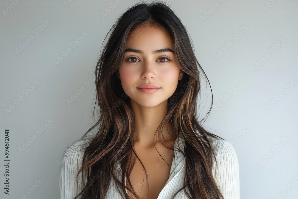 confident latin american businesswoman in smart casual attire using a smartphone standing against a clean white backdrop with soft shadows and warm lighting confident latin american businesswoman in smart casual attire using a smartphone standing against a clean white backdrop with soft shadows and warm lighting