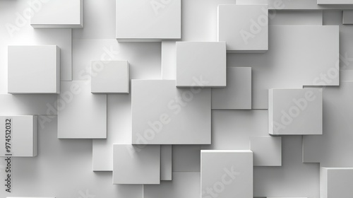 Geometric background featuring 3D white and grey squares with soft drop shadows for a modern effect.