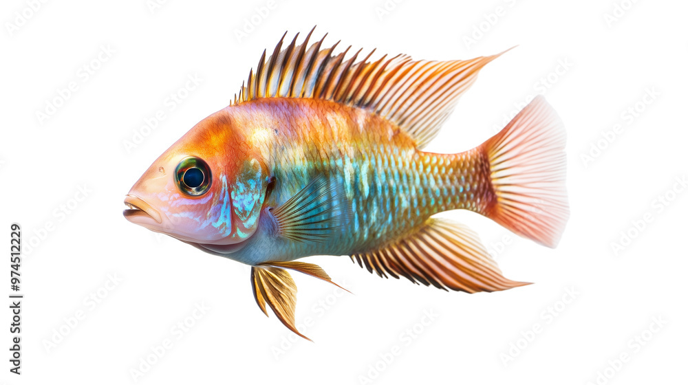 Fototapeta premium Cichlid tropical aquarium fish png isolated on transparent background