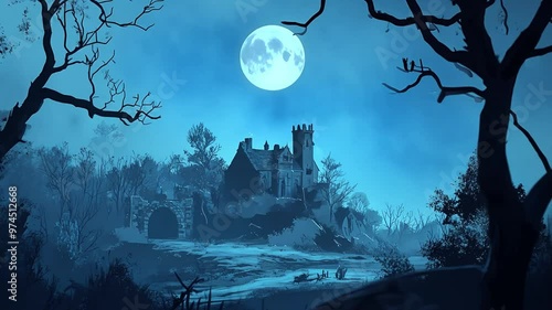 A Mysterious Castle Under The Moonlight