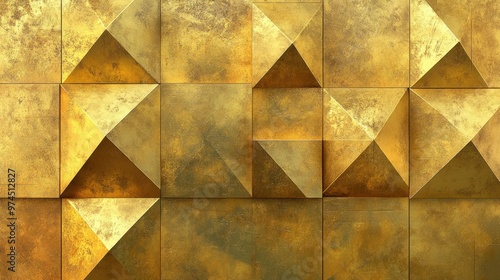 Wallpaper Mural High-end texture with a rich design of golden geometric shapes including triangles and squares. Torontodigital.ca