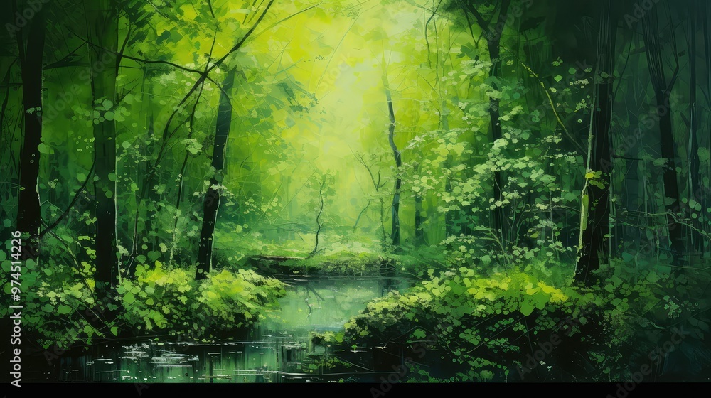 Obraz premium painting green artwork