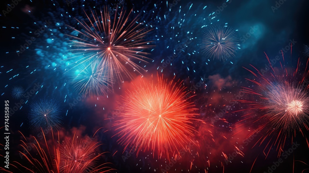 Fototapeta premium vibrant blue and red stars