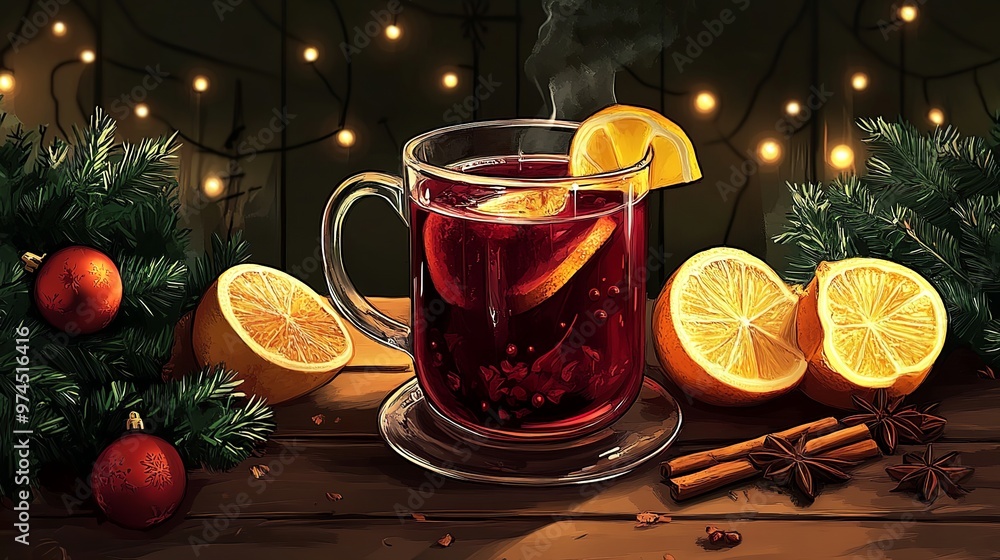 cup of hot mulled wine with fruits and cinnamon cup of hot mulled wine with fruits and cinnamon