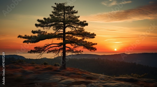 glow evergreen pine tree photo