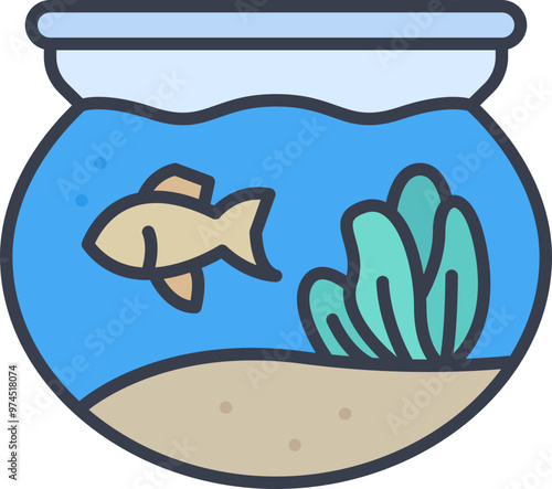 Fish bowl aquarium icon