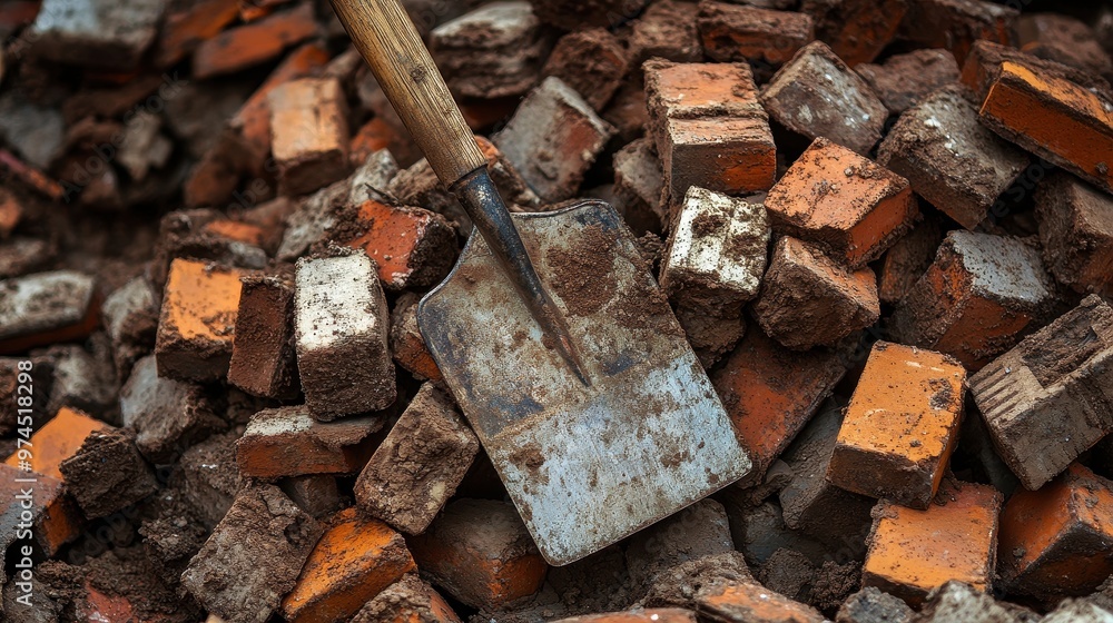 Rustic Firewood and Shovel in the Woodpile