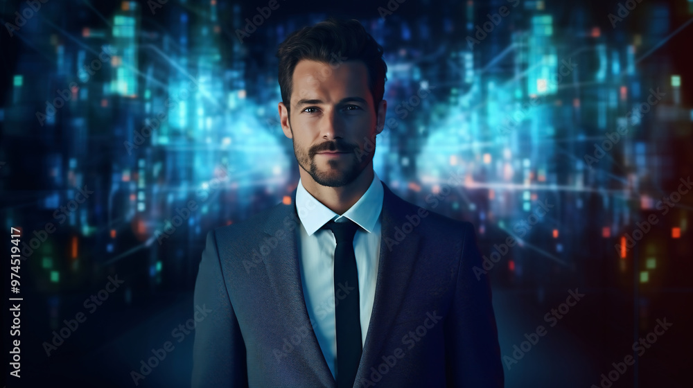 Fototapeta premium 仮想空間ビジネス男性二十三Generative AI