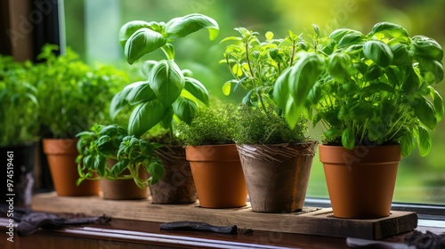 basil plant in pot photo