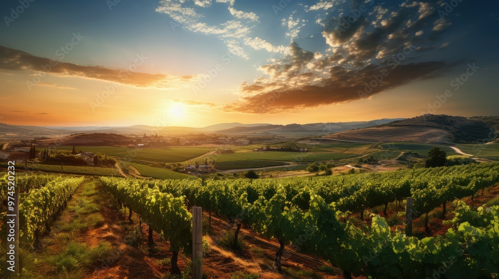 Naklejka premium sunlandscape spain wine