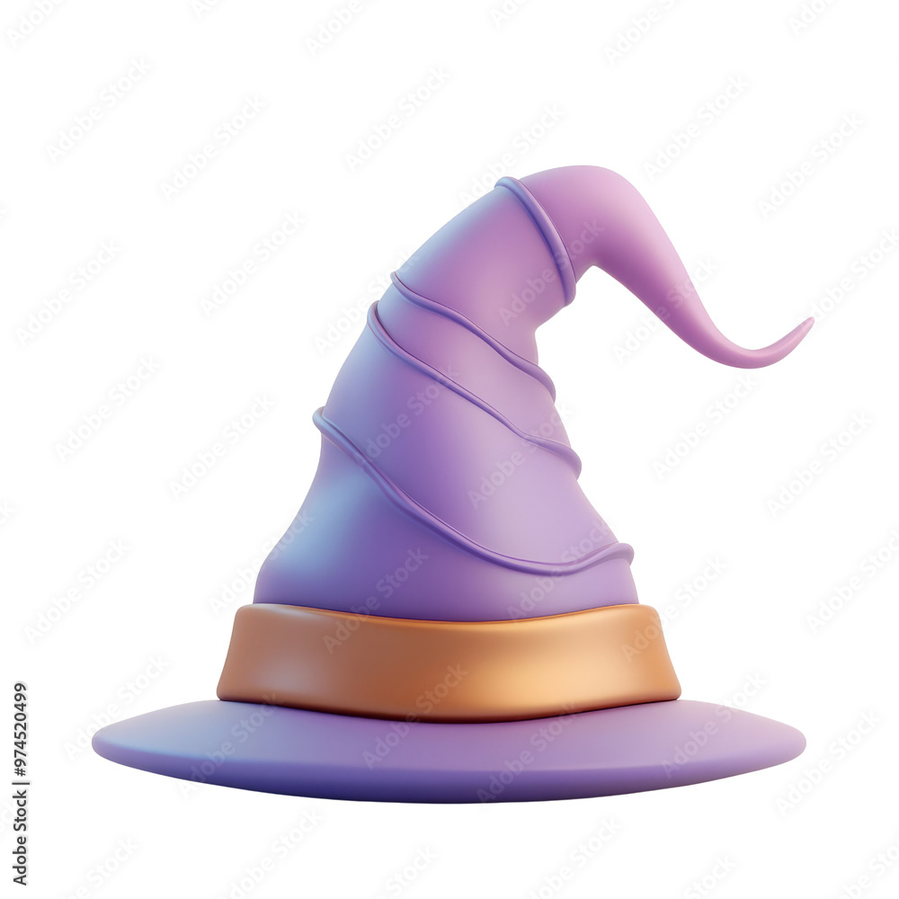 Bright purple witch hat, 3D cartoon style, for Halloween decoration. Bright purple witch hat, 3D cartoon style, for Halloween decoration.