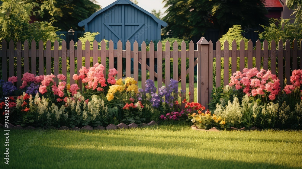 Obraz premium greenery fencing wooden