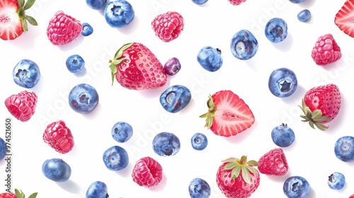 Wallpaper Mural Repetitive background of blueberry and strawberry Torontodigital.ca