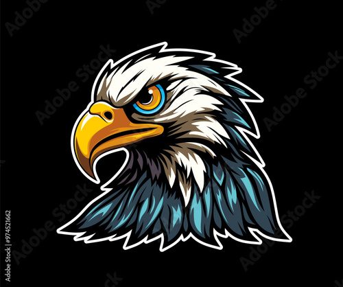 Ai generated cartoon eagle mascot, isolated powerful symbol of strength and freedom. Bird head with piercing eyes conveys spirit of perseverance and excellence, inspiring and motivating sports teams