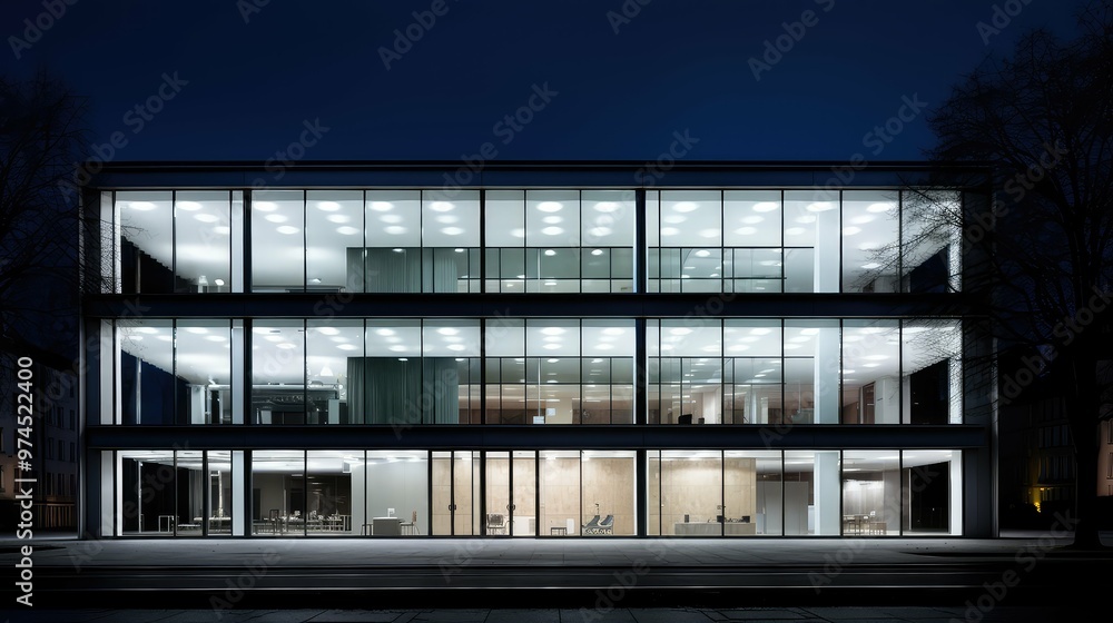 clean office building facade night clean office building facade night
