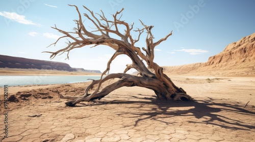 riverbed dead tree desert photo